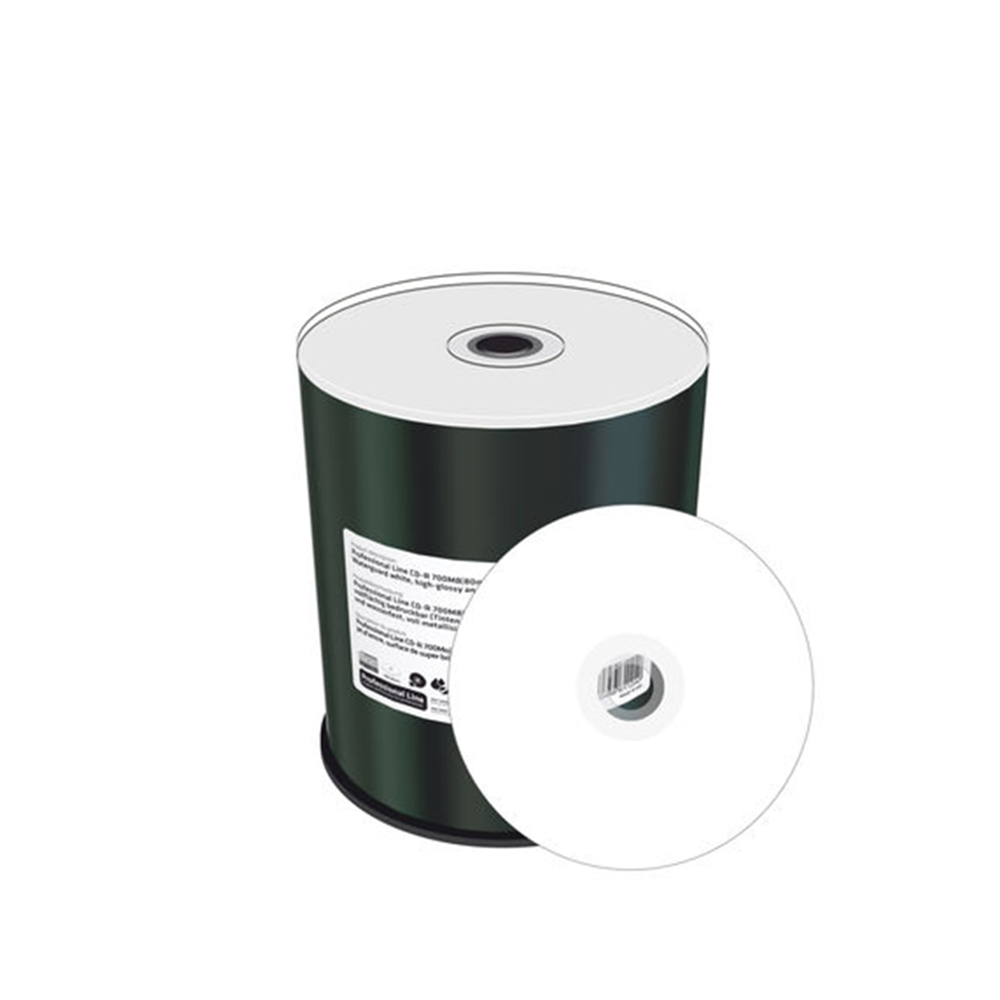 Professional Line CD-R 700MB|80min 52x speed, inkjet fullsurface printable, Waterguard white, high-glossy and waterproof, wide sputtered, Cake 100 (MRPL513)