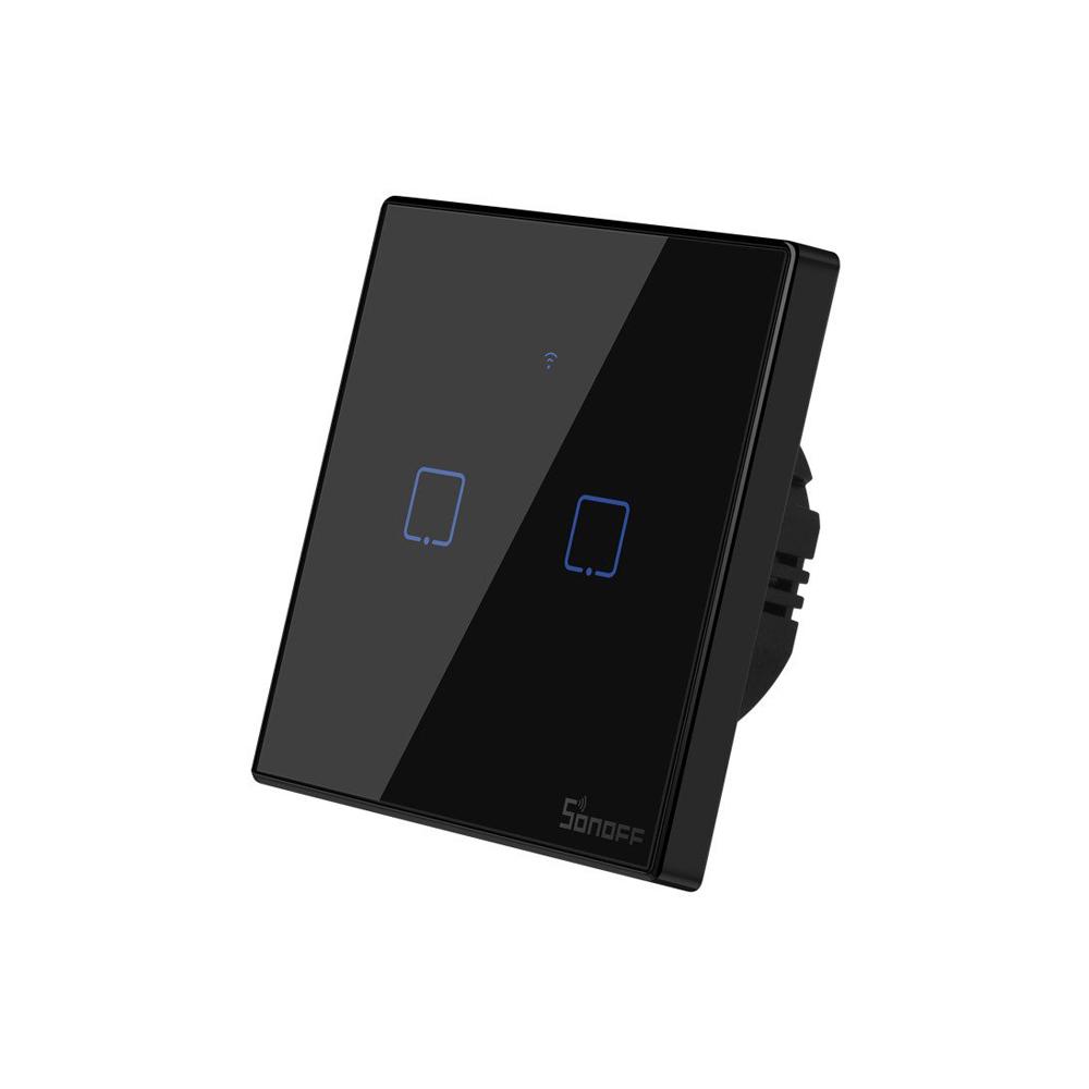 SONOFF Интелигентен превключвател T3 EU TX 2C, Двоен сензорен ключ /черен/ | JAR Computers SONOFF Интелигентен превключвател T3 EU TX 2C, Двоен сензорен ключ /черен/