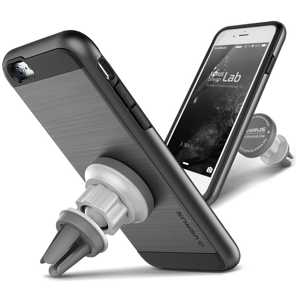 Хибриден кейс с поставка за iPhone 6S Plus, iPhone 6 Plus - Verus Verge Metal Plate (черен) | JAR Computers Хибриден кейс с поставка за iPhone 6S Plus, iPhone 6 Plus - Verus Verge Metal Plate (черен)