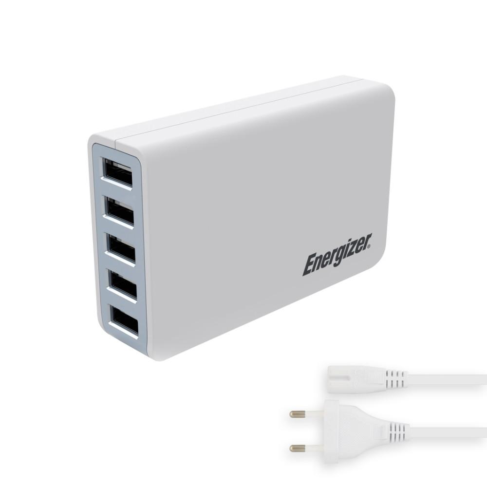 Захранване за ел. мрежа 8A с 5xUSB изхода - Energizer Multi Port 5 USB Wall Charger (бял) | JAR Computers Захранване за ел. мрежа 8A с 5xUSB изхода - Energizer Multi Port 5 USB Wall Charger (бял)