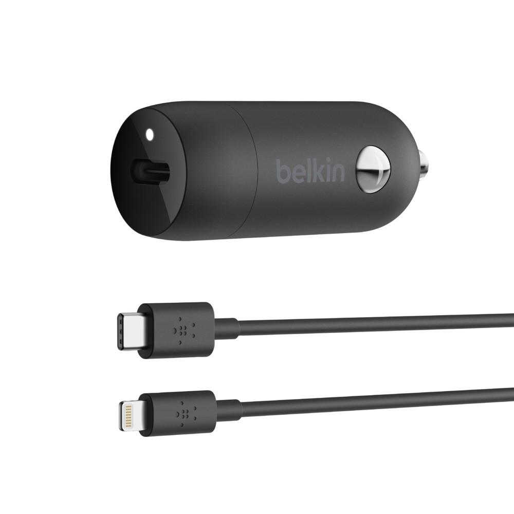 Зарядно за кола с USB-C изход и USB-C към Lightning кабел - Belkin Boost Charge 18W USB-C Car Charger (черен) | JAR Computers Зарядно за кола с USB-C изход и USB-C към Lightning кабел - Belkin Boost Charge 18W USB-C Car Charger (черен)