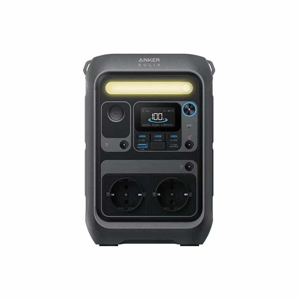 Anker Solix C300X AC Power Station 288Wh - външна зареждаща станция с 2xAC (220V за ел. мрежа), 3xUSB-C, USB-A изходи и гнездо за кола (черен) 