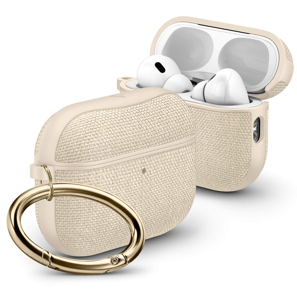 Хибриден удароустойчив кейс с карабинер за Apple AirPods Pro 3 - Spigen Urban Fit Case (бежов) | JAR Computers Хибриден удароустойчив кейс с карабинер за Apple AirPods Pro 3 - Spigen Urban Fit Case (бежов)