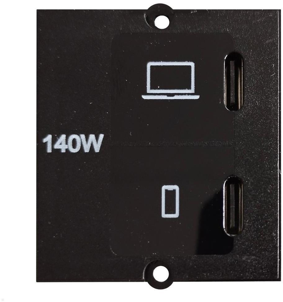 Модул CM с USB C+C+C 140W (за зареждане), с кабел 0.2м и адаптер, цвят Черен, Bachmann | JAR Computers Модул CM с USB C+C+C 140W (за зареждане), с кабел 0.2м и адаптер, цвят Черен, Bachmann