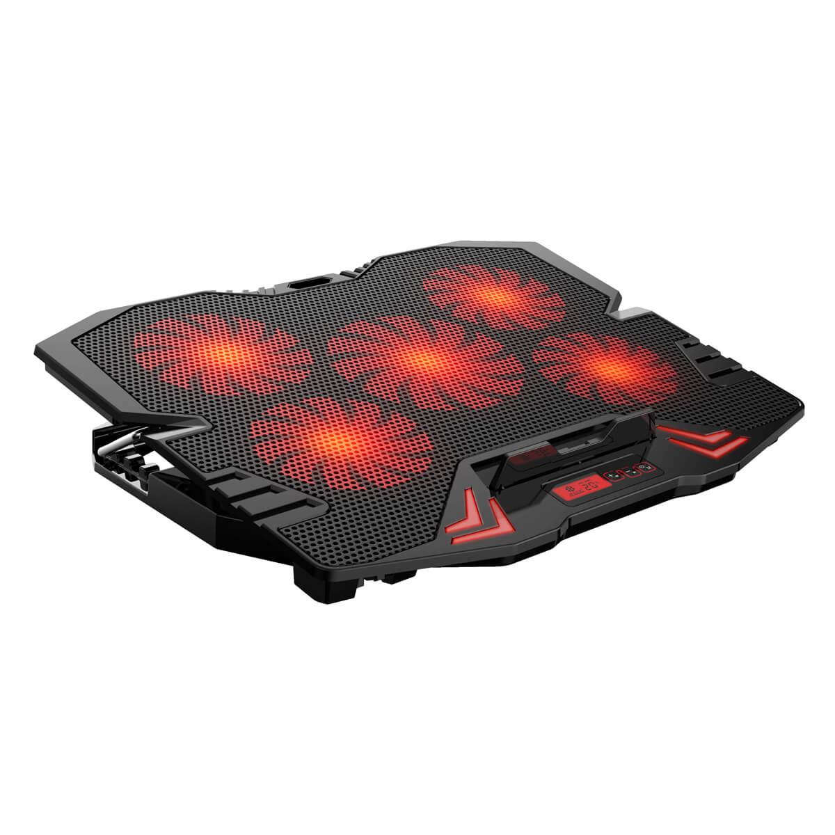 Охлаждаща ергономична поставка с LED подсветка за Mac и преносими компютри - Omega Laptop Cooler Pad LCD Screen (черен-червен) | JAR Computers Охлаждаща ергономична поставка с LED подсветка за Mac и преносими компютри - Omega Laptop Cooler Pad LCD Screen (черен-червен)
