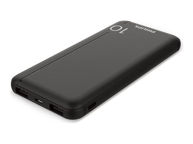 PHILIPS Power Bank 10 000mAh with 2 USB A and USB C port Black | JAR Computers PHILIPS Power Bank 10 000mAh with 2 USB A and USB C port Black