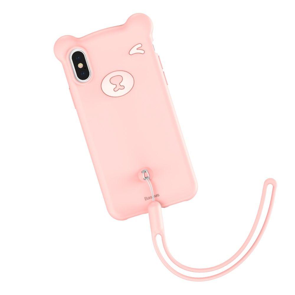Силиконов (TPU) калъф за iPhone XS, iPhone X - Baseus Bear Case (розов) | JAR Computers Силиконов (TPU) калъф за iPhone XS, iPhone X - Baseus Bear Case (розов)