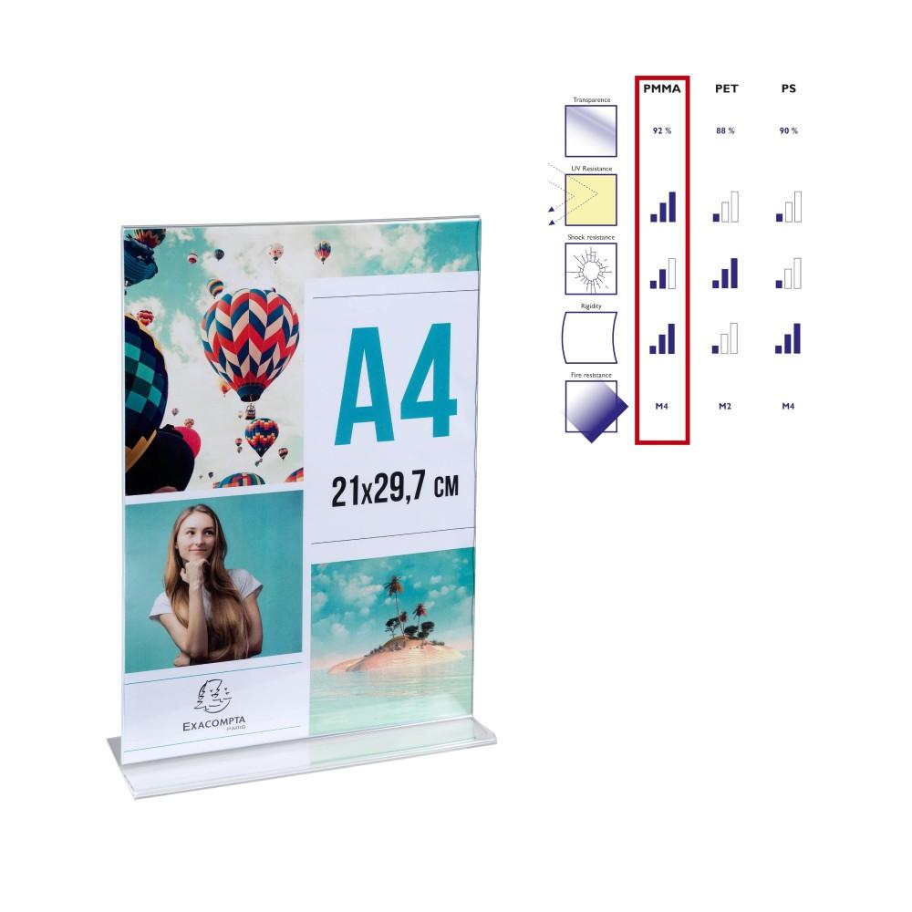 T-образна поставка за брошури EXACOMPTA, А4, 210x60x302 мм, настолна, кристална (PMMA) | JAR Computers T-образна поставка за брошури EXACOMPTA, А4, 210x60x302 мм, настолна, кристална (PMMA)