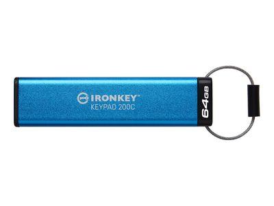 USB Флаш памет Kingston IronKey Keypad 200C - USB flash drive - 64 GB | JAR Computers USB Флаш памет Kingston IronKey Keypad 200C - USB flash drive - 64 GB