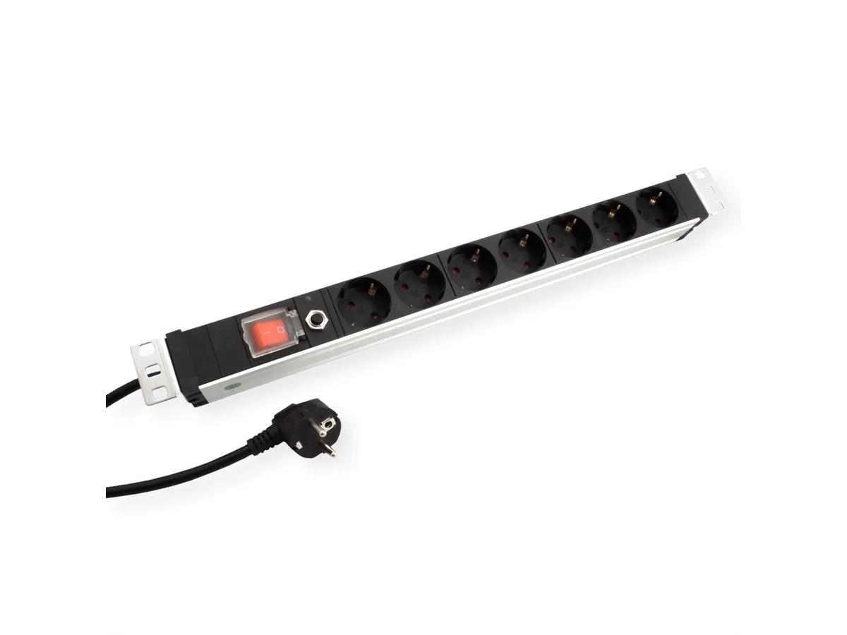 VALUE 19.99.1633 :: Разклонител PDU за 19″ шкаф, 45°, 16A, алуминиев, черен, 1.8 м