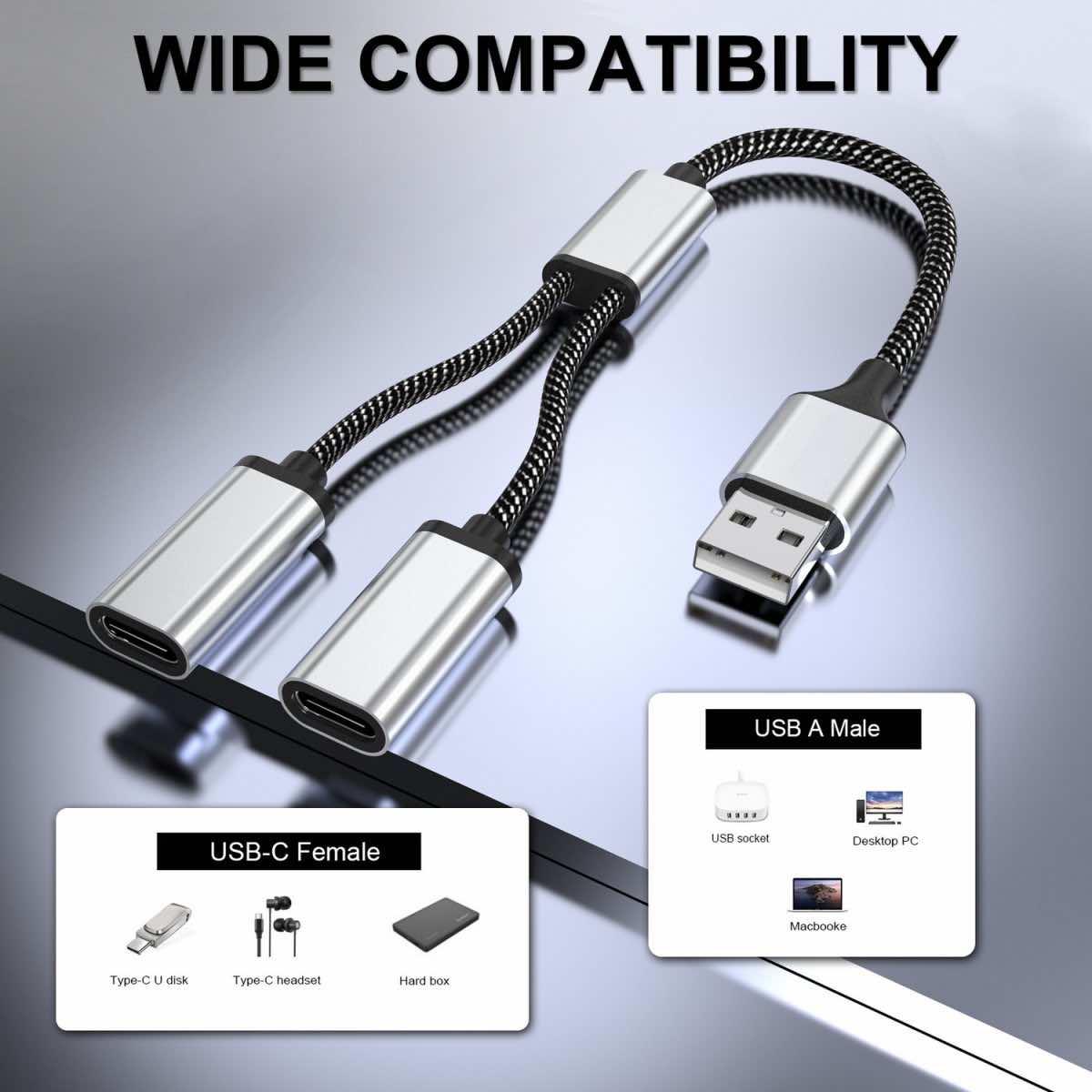 Кабел USB-A мъжко към 2xUSB-C женско за устройства с USB-C порт (20 см) - 4smarts MatchCord USB-A Male to 2xUSB-C Female Adapter Cable (черен) | JAR Computers Кабел USB-A мъжко към 2xUSB-C женско за устройства с USB-C порт (20 см) - 4smarts MatchCord USB-A Male to 2xUSB-C Female Adapter Cable (черен)