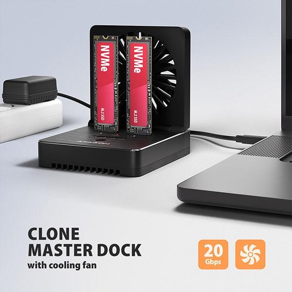 Dock U3-C to 2xM.2 NVME/SATA SSD,AXAGON ADSA-M2C22 | JAR Computers Dock U3-C to 2xM.2 NVME/SATA SSD,AXAGON ADSA-M2C22