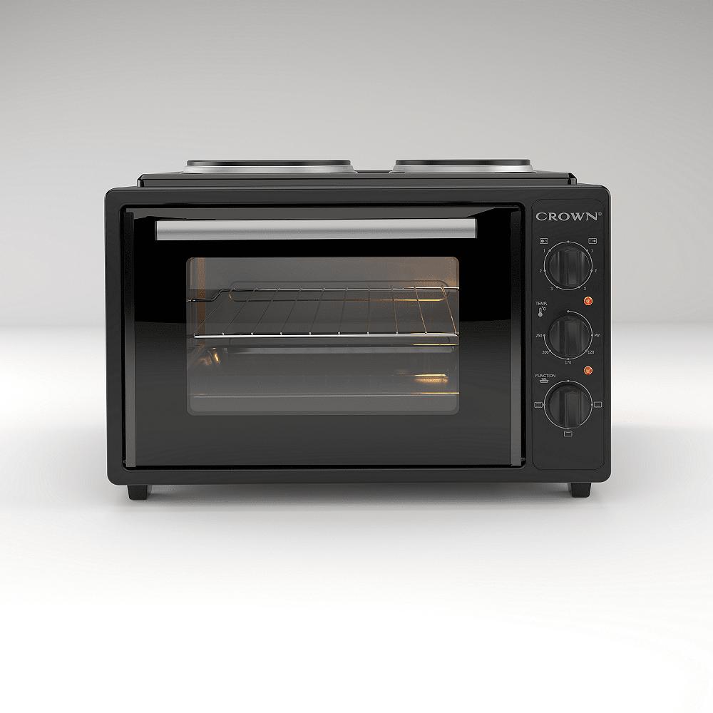 Готварска печка (мини) Crown CMO-355BF , 2 ток , Черен