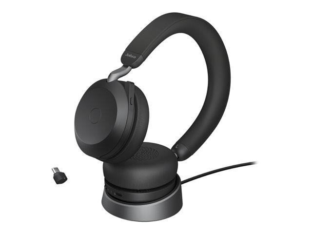 JABRA Evolve2 75 Headset on-ear Bluetooth wireless active noise cancelling USB-C noise isolating black Optimised for UC