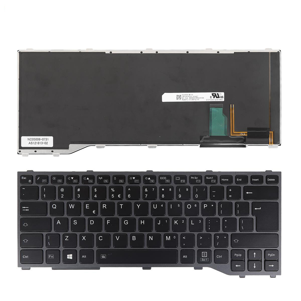 Клавиатура за лаптоп Fujitsu LifeBook T937 T938 T939 Черна със Сива Рамка с Подсветка | JAR Computers Клавиатура за лаптоп Fujitsu LifeBook T937 T938 T939 Черна със Сива Рамка с Подсветка