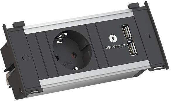 Модул за KAPSA XS с 1х Шуко и USB тип A+A, цвят Черен, Bachmann | JAR Computers Модул за KAPSA XS с 1х Шуко и USB тип A+A, цвят Черен, Bachmann