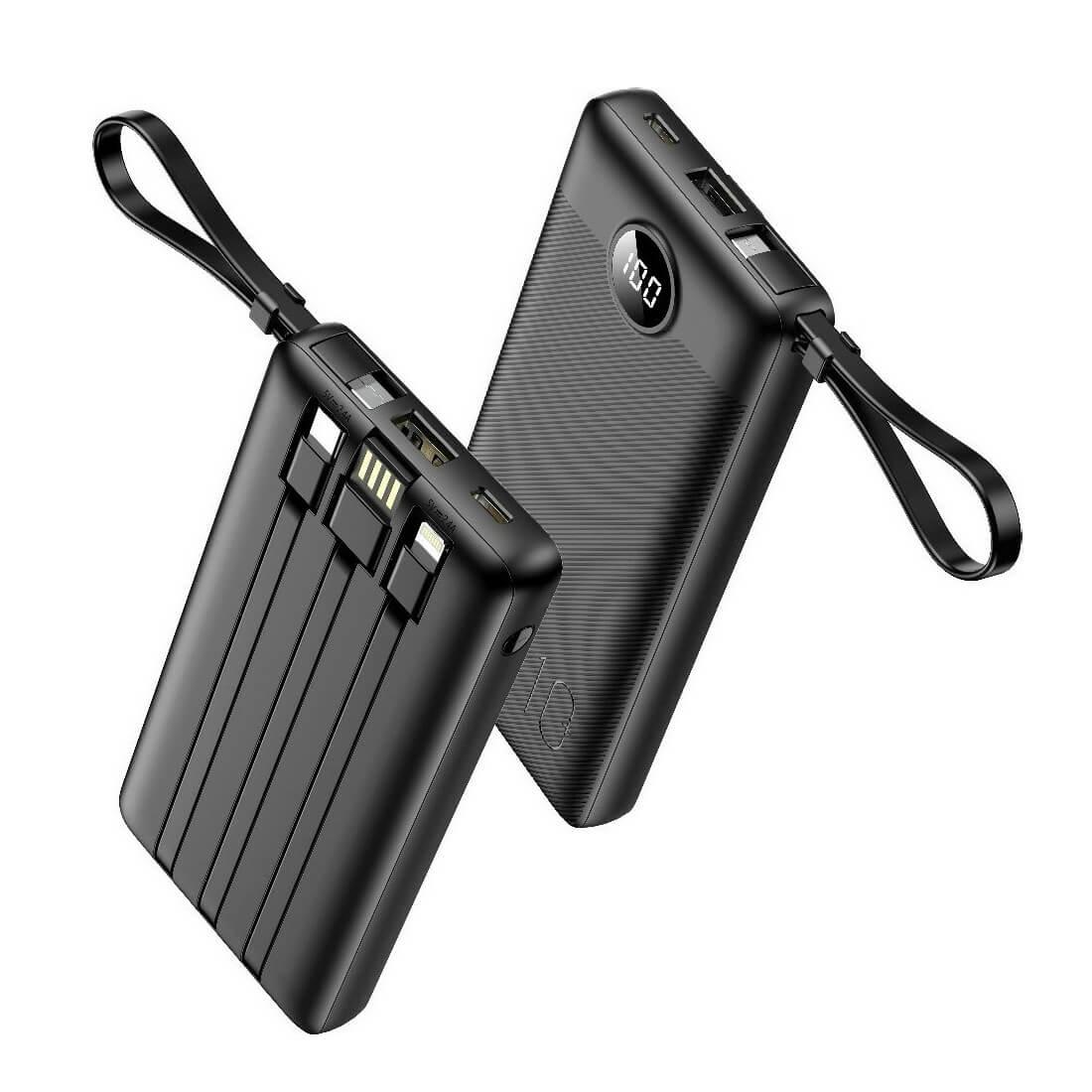 Външна батерия с вградени USB-A, USB-C, Lightning и microUSB кабели - Veger C10 Universal Power Bank 10000 mAh (черен) | JAR Computers Външна батерия с вградени USB-A, USB-C, Lightning и microUSB кабели - Veger C10 Universal Power Bank 10000 mAh (черен)