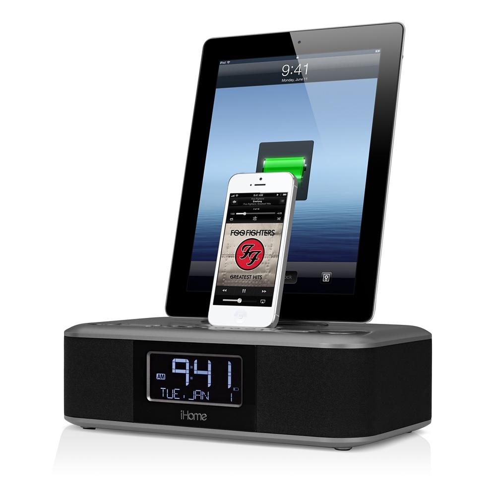 Аудио система с два Lightning конектора и USB изход за iPhone, iPad и мобилни устройства - iHome iDL100 Lightning Dock FM Clock Radio | JAR Computers Аудио система с два Lightning конектора и USB изход за iPhone, iPad и мобилни устройства - iHome iDL100 Lightning Dock FM Clock Radio