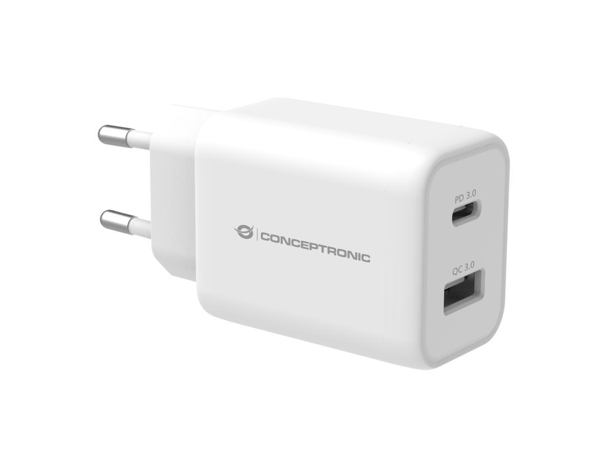 Conceptronic ALTHEA 2-Port 33W USB PD PPS Charger, QC 3.0 | JAR Computers Conceptronic ALTHEA 2-Port 33W USB PD PPS Charger, QC 3.0