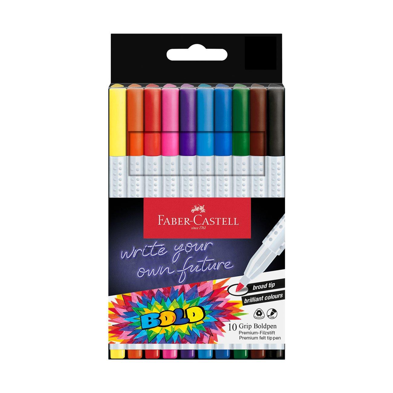 Faber-Castell Флумастери Grip Boldpen, 10 цвята