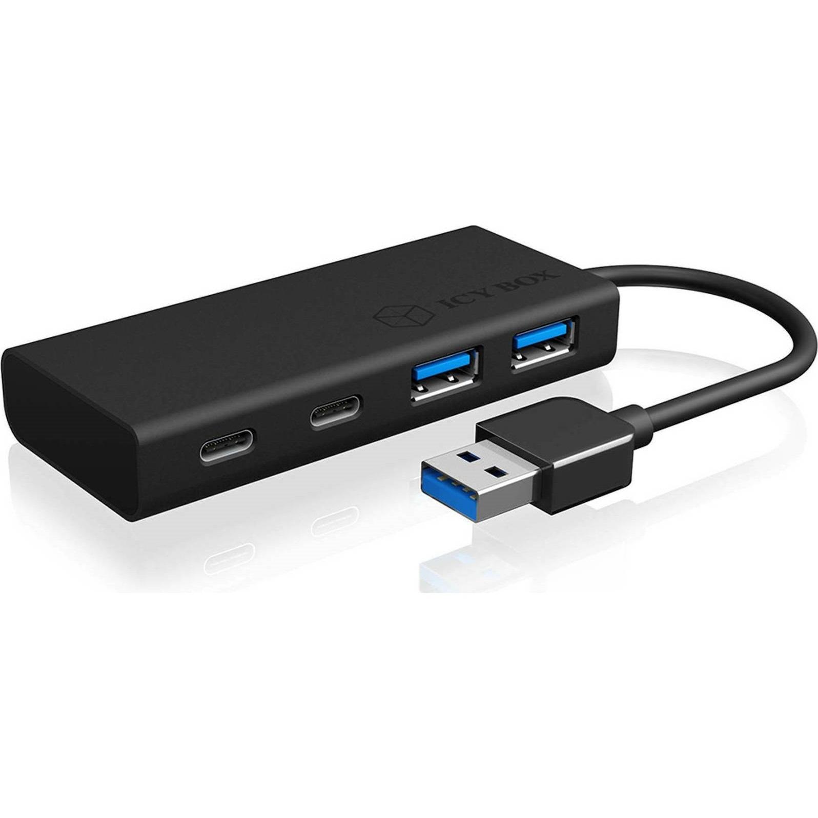 ICY BOX 4-Port Hub USB 3.0 Type-A Host 2x USB-C 2x USB-A Aluminium Black (IB-HUB1426-U3) (RSCIB-HUB1426-U3) | JAR Computers ICY BOX 4-Port Hub USB 3.0 Type-A Host 2x USB-C 2x USB-A Aluminium Black (IB-HUB1426-U3) (RSCIB-HUB1426-U3)