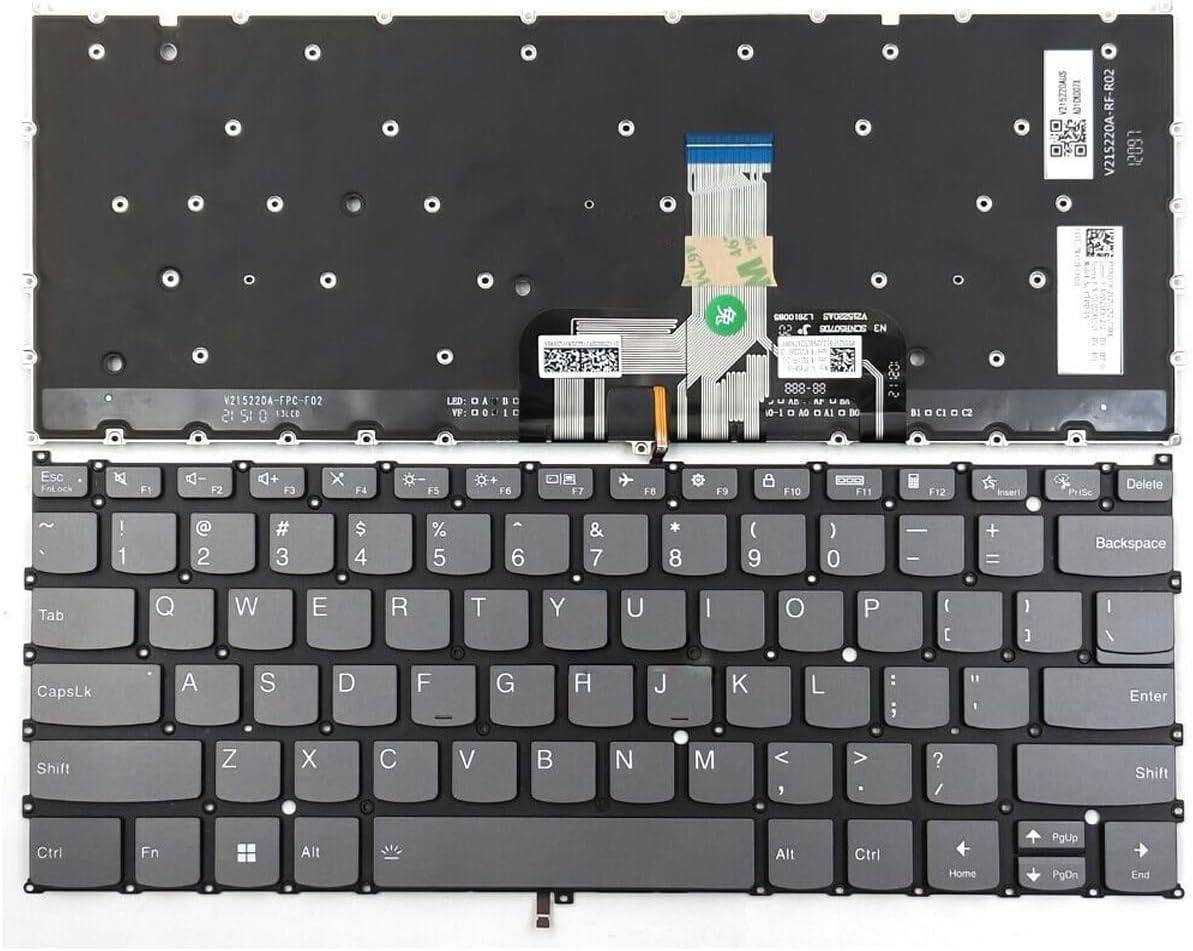 Клавиатура за лаптоп Lenovo Yoga 7 14IAL7 14ARB7 14IRL8 Yoga Slim 7 ProX 14ARH7 14IAH7 - Сива Без Рамка с Подсветка