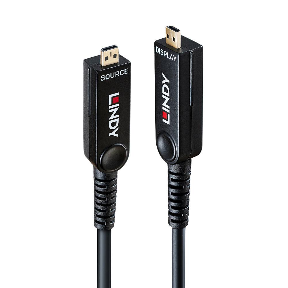 LINDY LNY-38550 :: Оптичен хибриден Micro-HDMI 8K60 кабел със сменяеми HDMI конектори, LSZH, черен, 100.0 м | JAR Computers LINDY LNY-38550 :: Оптичен хибриден Micro-HDMI 8K60 кабел със сменяеми HDMI конектори, LSZH, черен, 100.0 м