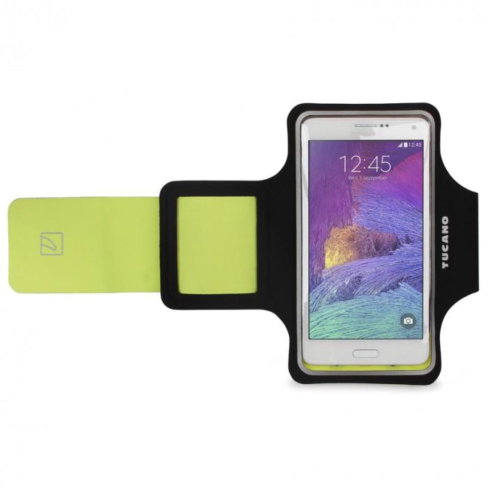 Неопренов спортен калъф за ръка за смартфони до 5.5 инча - Tucano Ultraslim Armband (черен-лайм) | JAR Computers Неопренов спортен калъф за ръка за смартфони до 5.5 инча - Tucano Ultraslim Armband (черен-лайм)