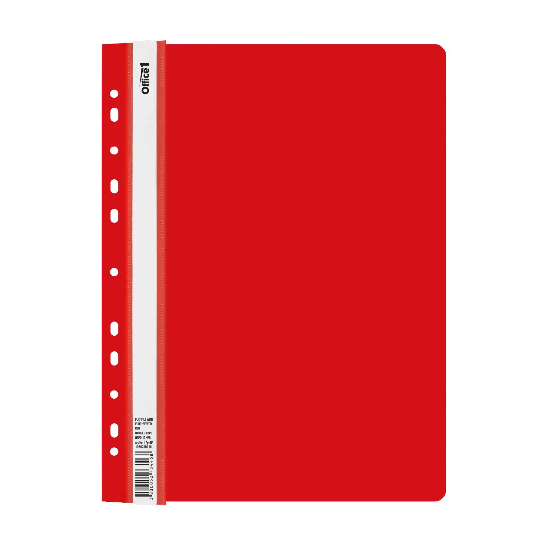Office 1 Папка, PP, с европерфорация, червена, 12 броя | JAR Computers Office 1 Папка, PP, с европерфорация, червена, 12 броя