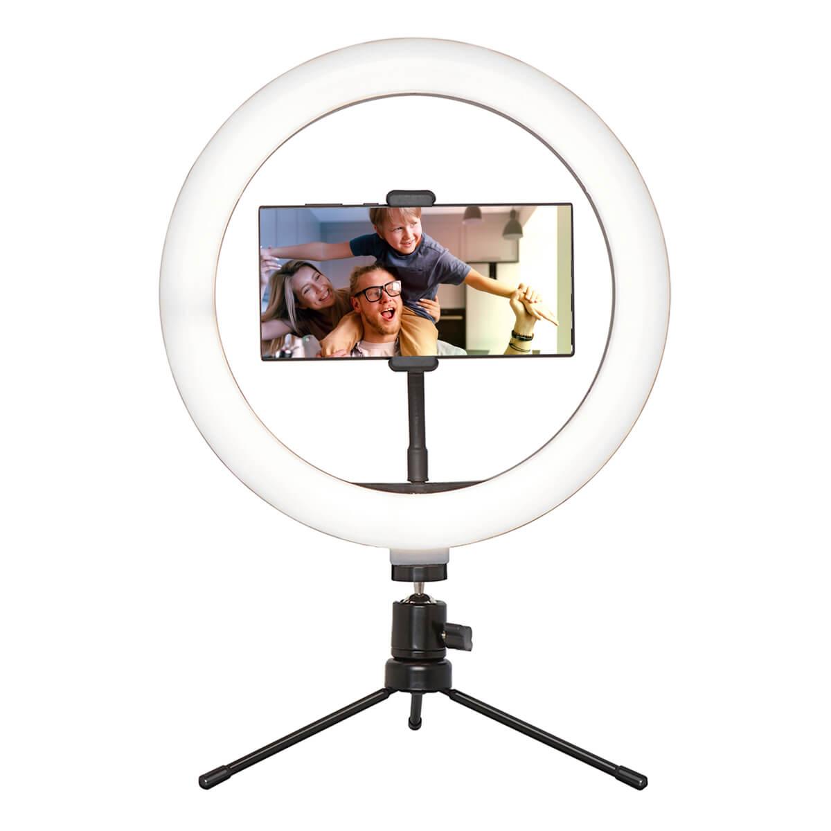 Platinet Ring Lamp With Phone Holder And Tripod PMRL8 - LED лампа с трипод и държач за смартфони за предаване на живо (черен) | JAR Computers Platinet Ring Lamp With Phone Holder And Tripod PMRL8 - LED лампа с трипод и държач за смартфони за предаване на живо (черен)