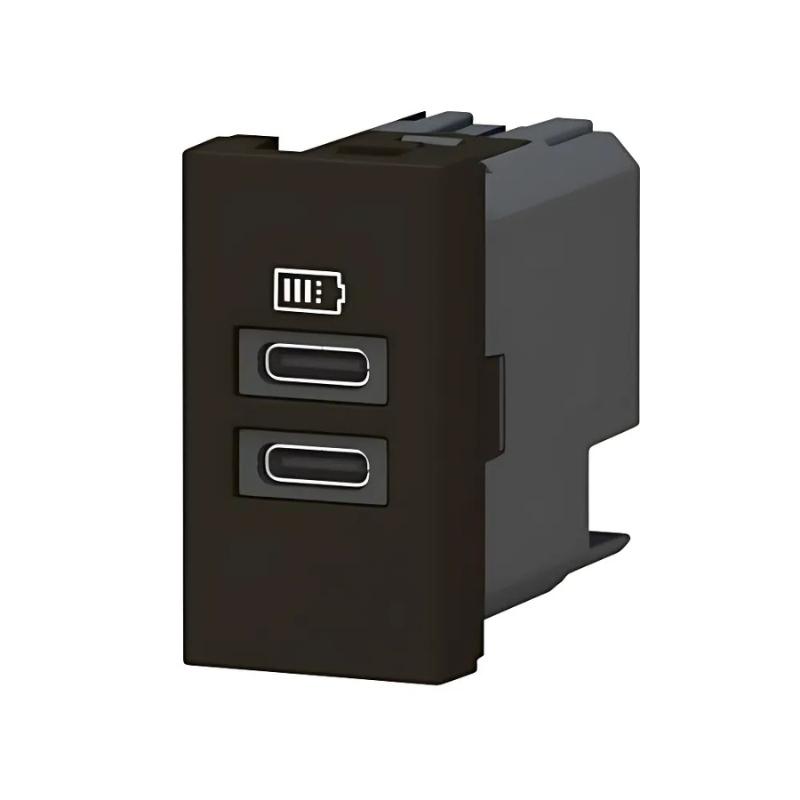 Розетка 2x USB тип C+C 15W 3A 1М Черен Mosaic | JAR Computers Розетка 2x USB тип C+C 15W 3A 1М Черен Mosaic