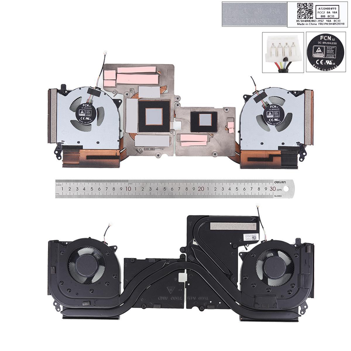 Вентилатори за лаптоп (CPU + GPU Fan) Lenovo Legion 5-15ACH6H с Меден Охладител / With Thermal Heatsink 