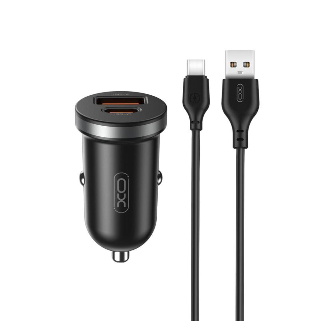 XO 12V 30W, USB-A + USB-C, кабел A-C, черен - CC56 | JAR Computers XO 12V 30W, USB-A + USB-C, кабел A-C, черен - CC56