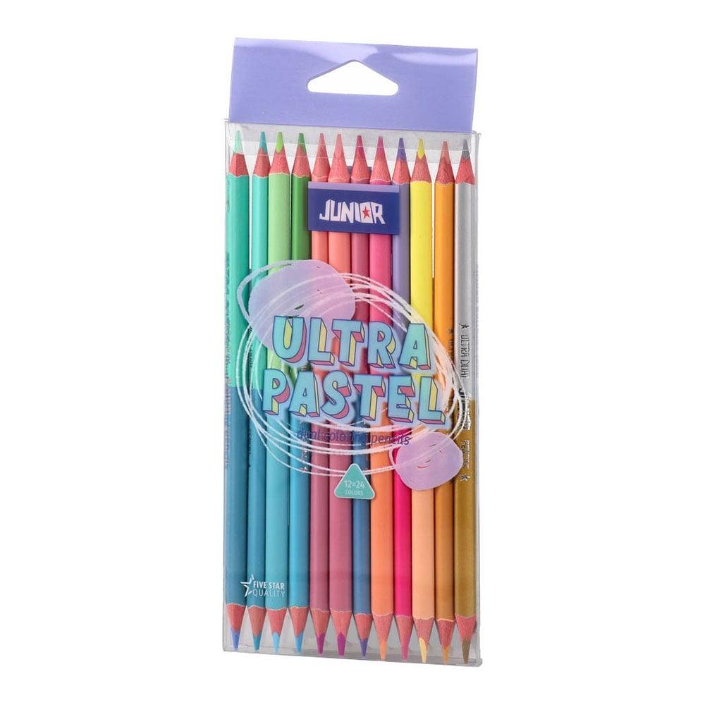 Цветни моливи Junior Ultra Dual, двойни, 24 пастелни цвята