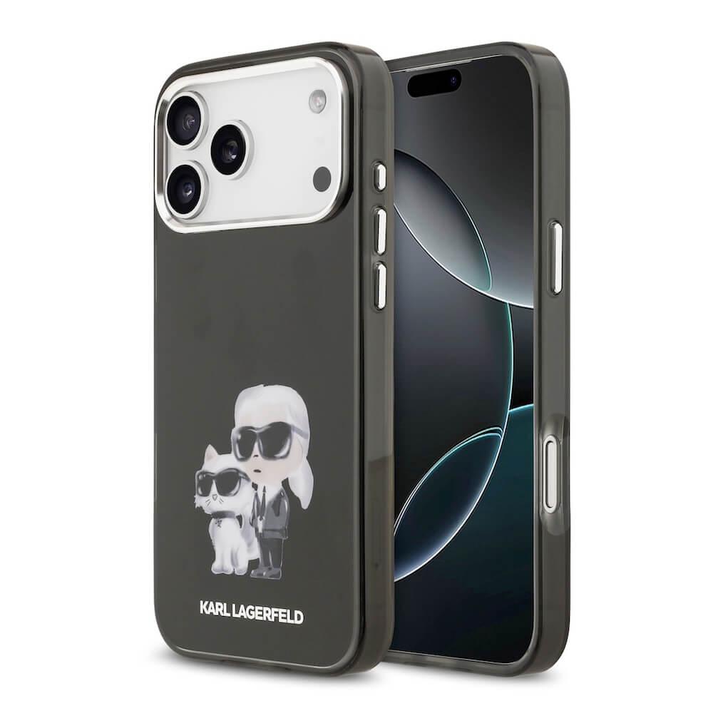 Хибриден удароустойчив кейс с MagSafe за iPhone 17 Pro - Karl Lagerfeld IML Aquarelle Karl and Choupette с MagSafe Case (черен) | JAR Computers Хибриден удароустойчив кейс с MagSafe за iPhone 17 Pro - Karl Lagerfeld IML Aquarelle Karl and Choupette с MagSafe Case (черен)