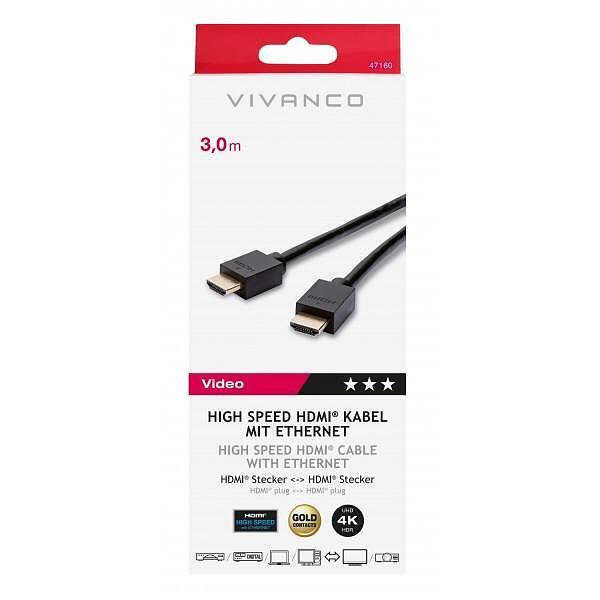 Кабел Vivanco 47160 High-speed HDMI позлатен, 4k HDR 3m | JAR Computers Кабел Vivanco 47160 High-speed HDMI позлатен, 4k HDR 3m