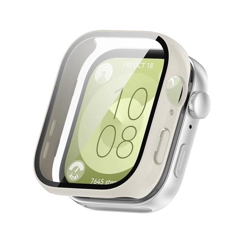 PC протектор + Tempered glass за Huawei Watch Fit 3/4/4 Pro /слонова кост/ | JAR Computers PC протектор + Tempered glass за Huawei Watch Fit 3/4/4 Pro /слонова кост/