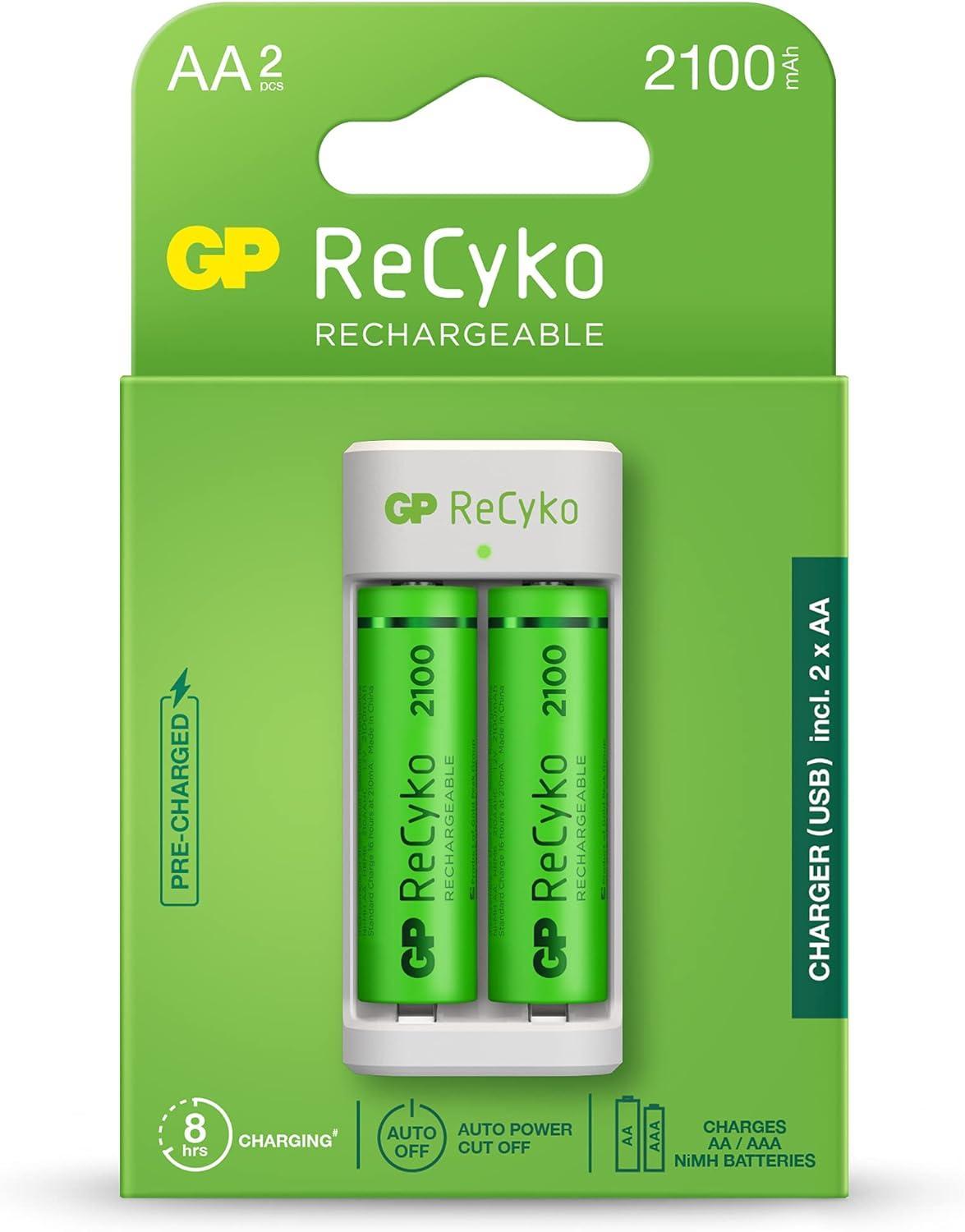 Зарядно GP BATTERIES E211 + 2 * 2100mAh AA, За 2 броя, NiMH | JAR Computers Зарядно GP BATTERIES E211 + 2 * 2100mAh AA, За 2 броя, NiMH