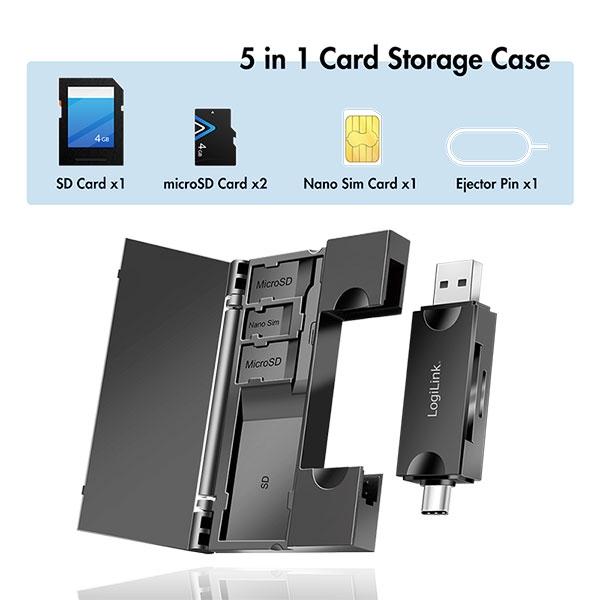 Cardreader USB3A/C,SD/MicroSD,Case,Logilink CR0049 | JAR Computers Cardreader USB3A/C,SD/MicroSD,Case,Logilink CR0049