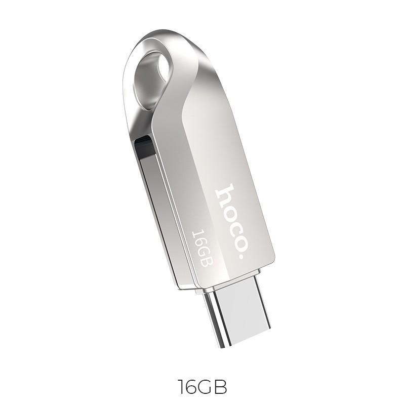 Hoco Premium 16GB USB-C Male Flash Drive + USB 3.0 Female - USB флаш памет с USB-C порт за компютри смартфони и таблети (сребрист) | JAR Computers Hoco Premium 16GB USB-C Male Flash Drive + USB 3.0 Female - USB флаш памет с USB-C порт за компютри смартфони и таблети (сребрист)