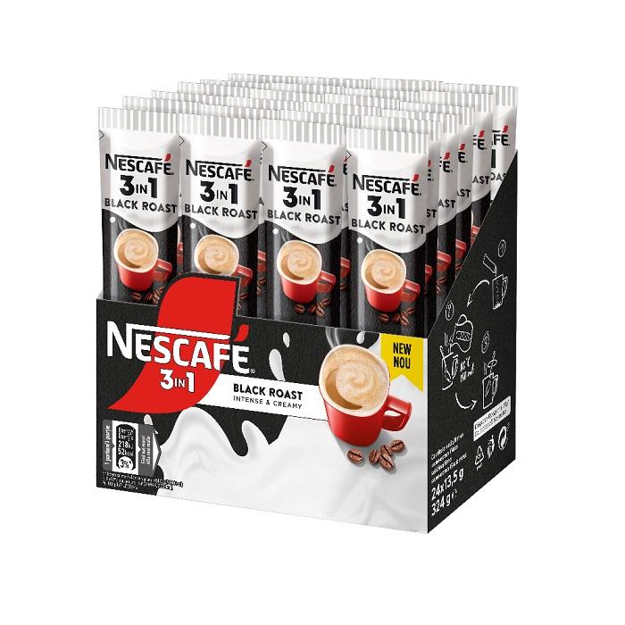 Кафе Nescafe 3 in 1 Black Roast, разтворимо, кутия 24 бр. x 13.5 г | JAR Computers Кафе Nescafe 3 in 1 Black Roast, разтворимо, кутия 24 бр. x 13.5 г