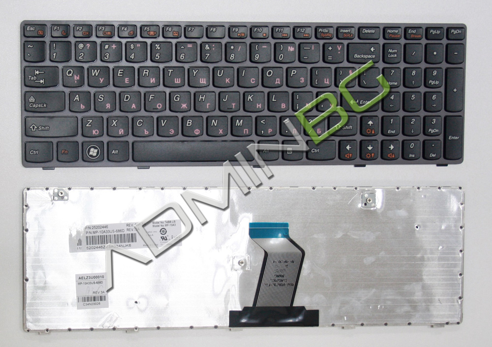 Клавиатура за лаптоп Lenovo IdeaPad Z580 V580 G580 Black Frame Black / Черна С Черна Рамка US/UK С Кирилица | JAR Computers Клавиатура за лаптоп Lenovo IdeaPad Z580 V580 G580 Black Frame Black / Черна С Черна Рамка US/UK С Кирилица