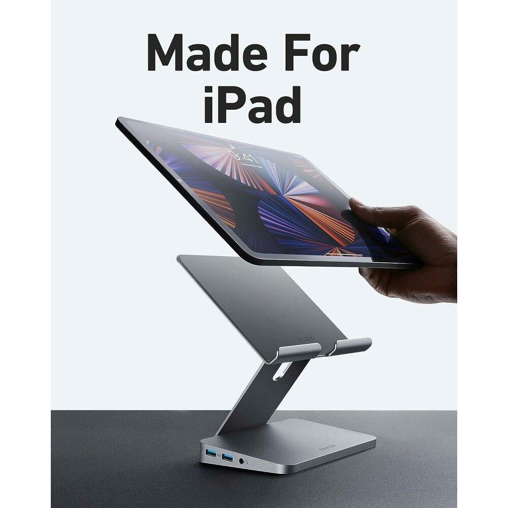 Мултифункционален USB-C хъб със сгъваема стойка за таблет (сив) - Anker 551 8-in-1 USB-C Hub And Tablet Stand | JAR Computers Мултифункционален USB-C хъб със сгъваема стойка за таблет (сив) - Anker 551 8-in-1 USB-C Hub And Tablet Stand