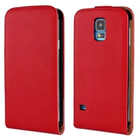 Вертикален кожен калъф с капак за Samsung Galaxy S5 SM-G900, Samsung Galaxy S5 Neo - Leather Flip Case (червен) | JAR Computers Вертикален кожен калъф с капак за Samsung Galaxy S5 SM-G900, Samsung Galaxy S5 Neo - Leather Flip Case (червен)