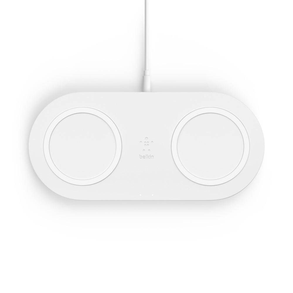 Двойна поставка (пад) за безжично зареждане за Apple, Samsung, LG, Sony и други QI съвместими устройства - Belkin Boost Charge Dual Wireless Charging Pads (бял) | JAR Computers Двойна поставка (пад) за безжично зареждане за Apple, Samsung, LG, Sony и други QI съвместими устройства - Belkin Boost Charge Dual Wireless Charging Pads (бял)