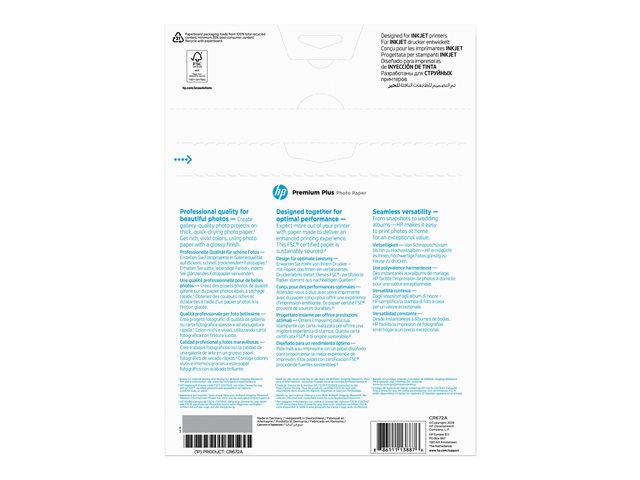 HP original CR672A Premium Plus Glossy Photo Paper CR672A white 300g/m2 A4 20 sheets 1-pack