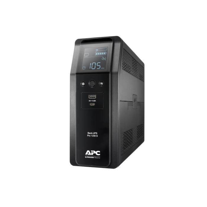 APC Back UPS Pro BR 1200VA, Sinewave, 8 Outlets, AVR, LCD interface + Essential SurgeArrest 1 Outlet 230V, 2 Port USB Charger, Germany