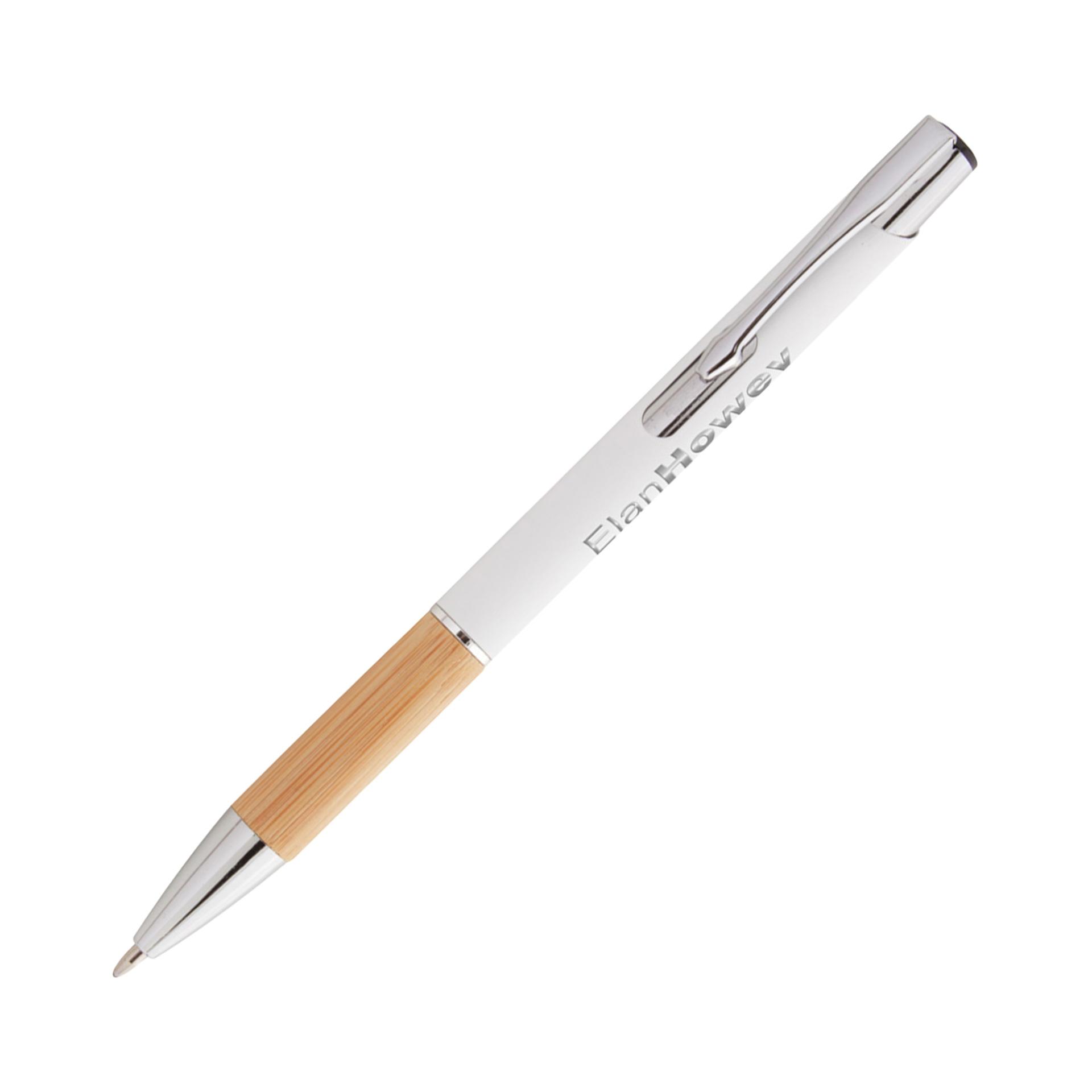 Химикалка Virgo, метал и бамбук, бяла