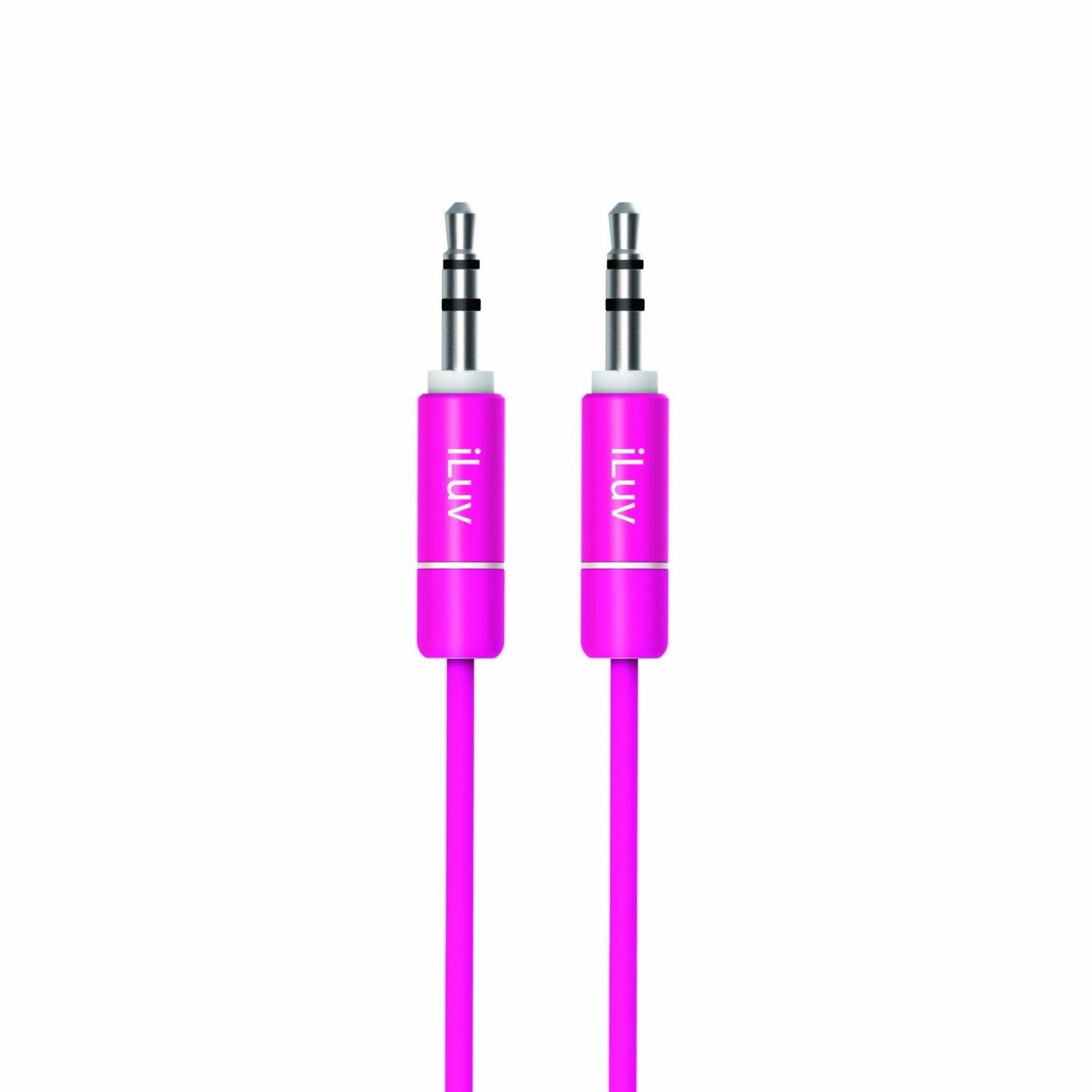 Качествен 3.5 мм. аудио кабел 90 см. - iLuv Premium Aux-In Audio Cable (розов) | JAR Computers Качествен 3.5 мм. аудио кабел 90 см. - iLuv Premium Aux-In Audio Cable (розов)