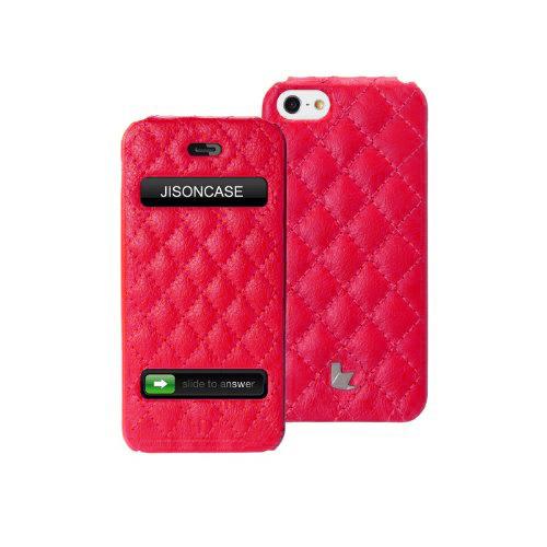 Кожен калъф тип портфейл за iPhone 5, iPhone 5S, iPhone SE - Jison Quilted Folio Case (червен) | JAR Computers Кожен калъф тип портфейл за iPhone 5, iPhone 5S, iPhone SE - Jison Quilted Folio Case (червен)
